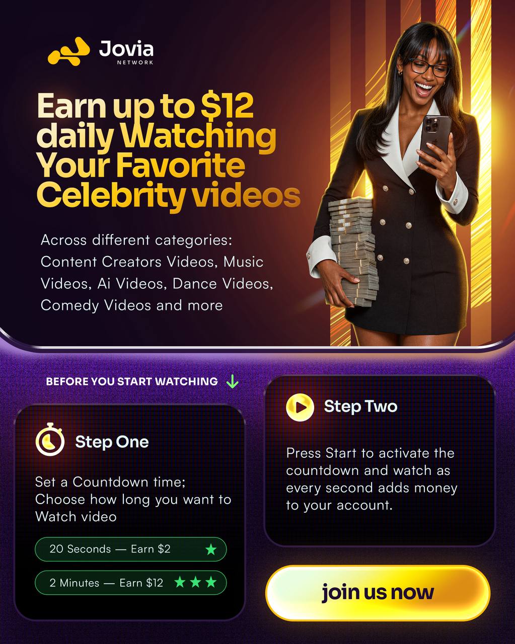 Jovia celebrity videos feature