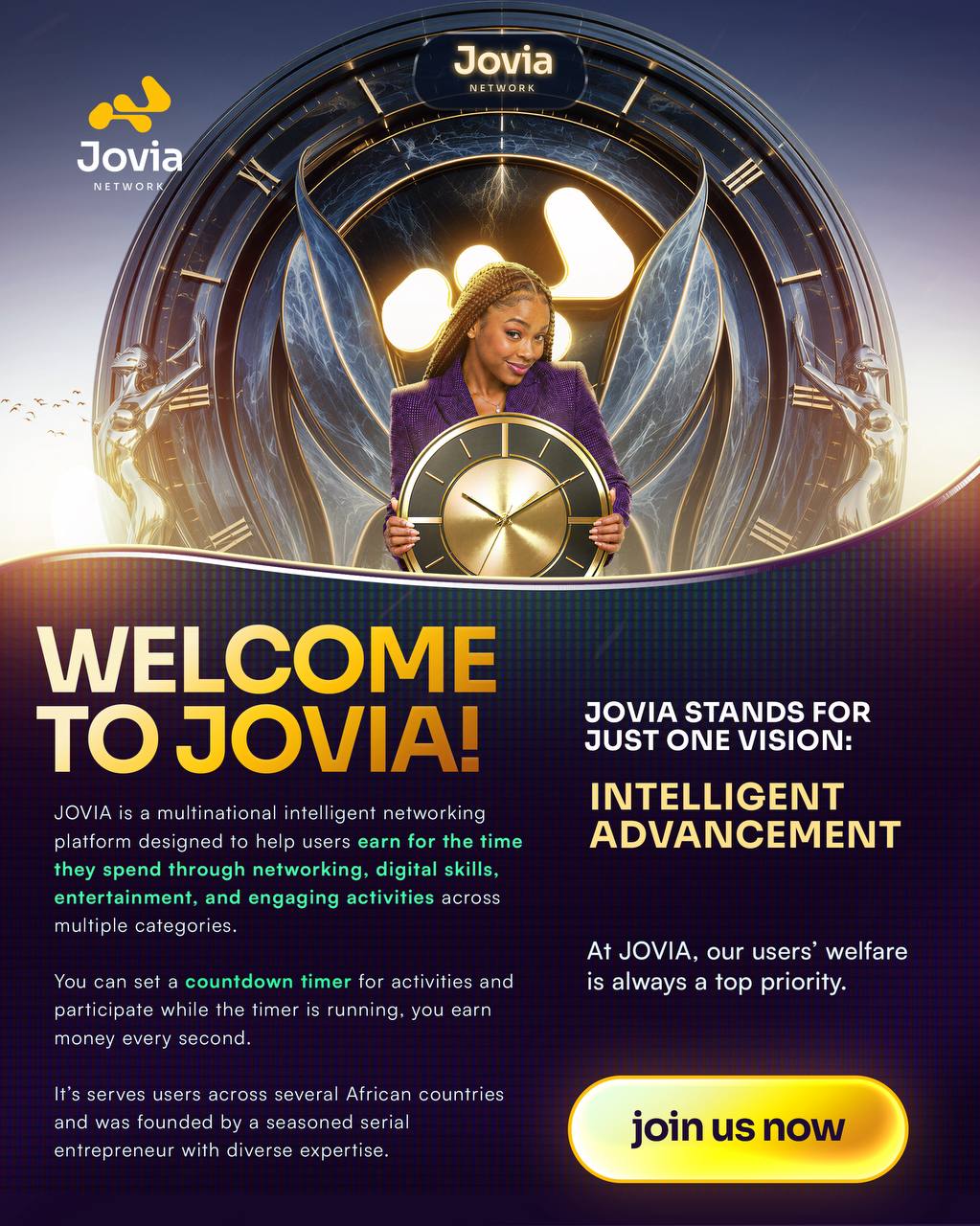 Welcome to Jovia Network promotional graphic