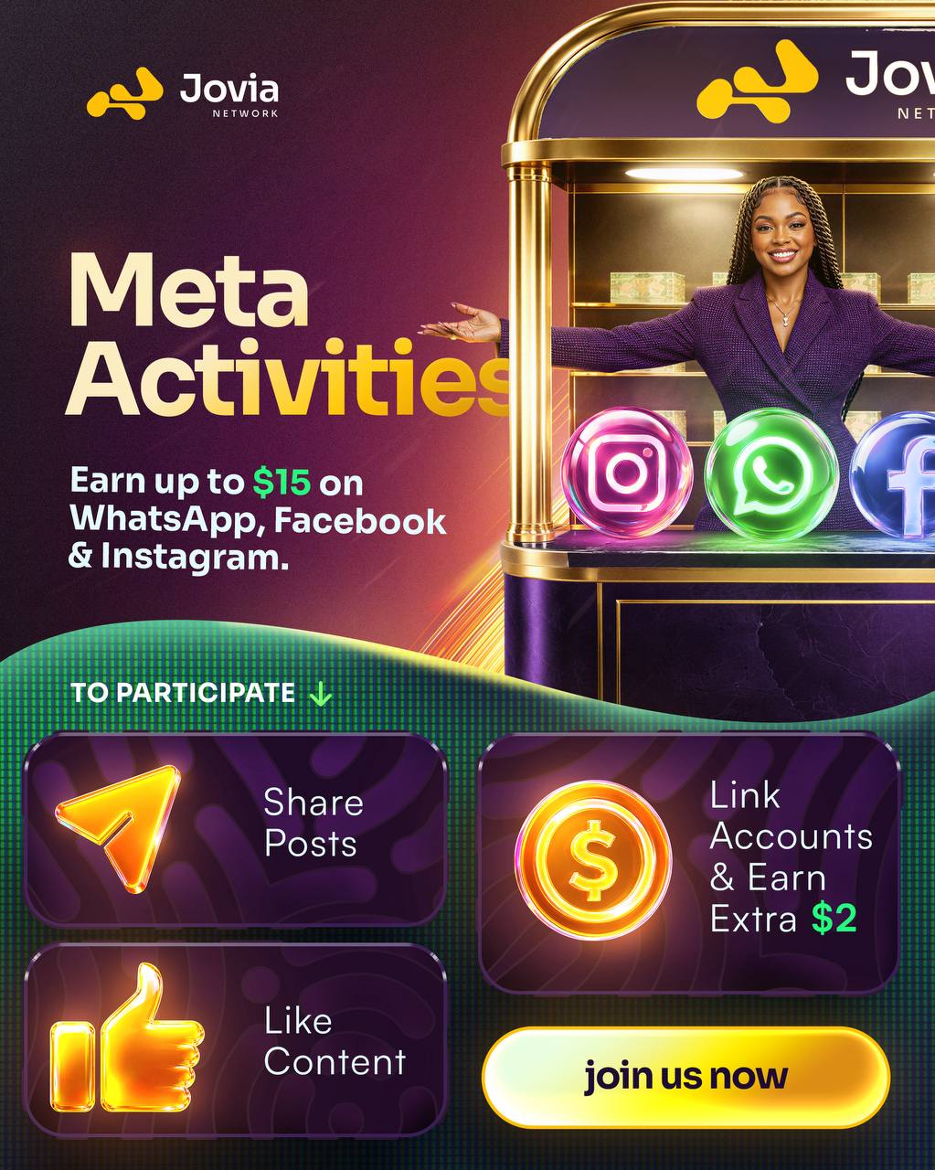 Jovia meta activities feature